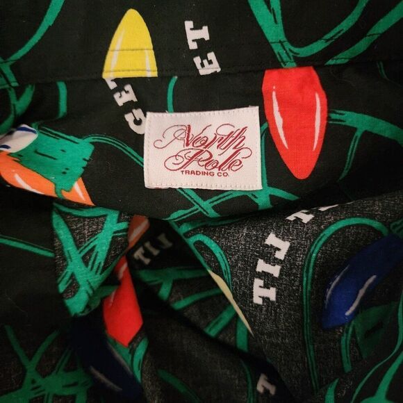 GET LIT Christmas Lights Long Sleeve Button Up Shirt Men's Size XXL Black - Picture 6 of 10